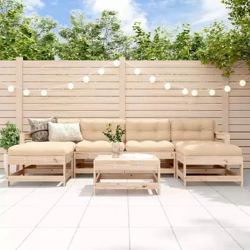 vidaXL Garden Lounge Set Natural Pine Solid Pine Wood, Plywood Large