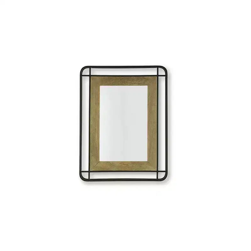 Signature Design by Ashley Beelman Industrial Wall Accent Mirror with Wood and Metal Frame