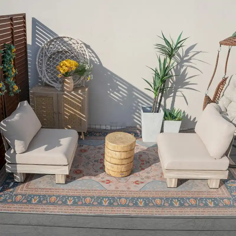 3-piece Aluminum Patio Sofa Set with Coffee Table