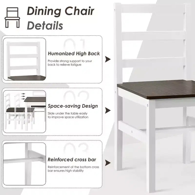 Costway 5pcs Solid Wood Dining Set Kitchen Table & 4 Chair