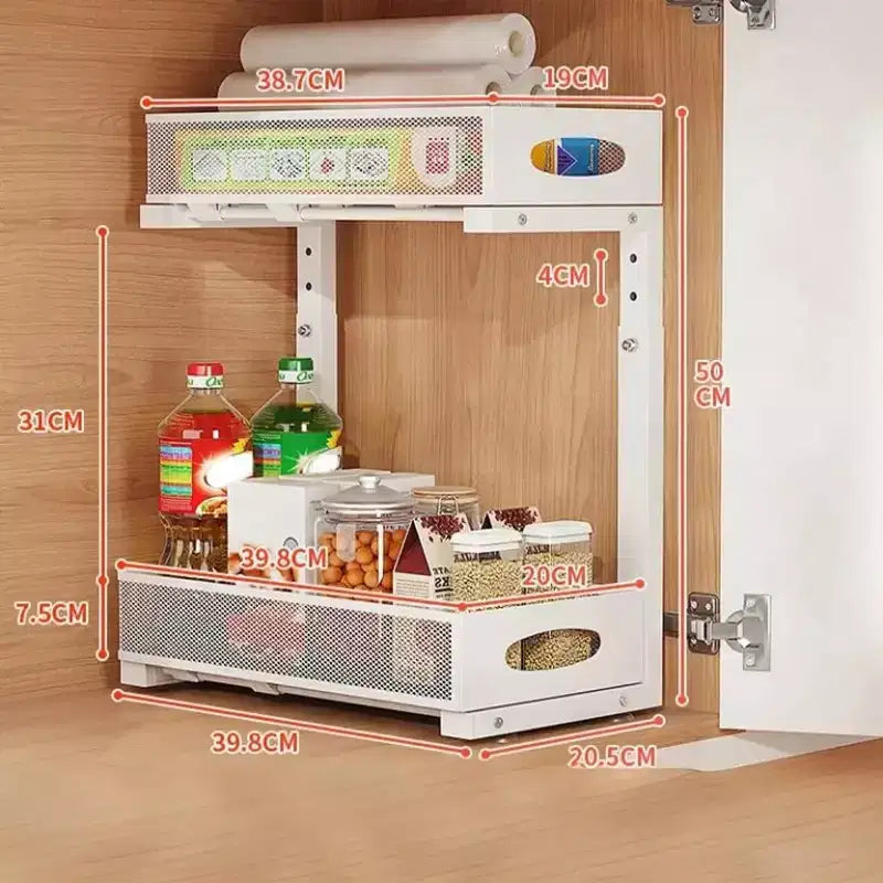 2-Tier Under Sink Organizer with Pull-Out Drawer  Adjustable Cabinet Storage Rack for Kitchen, Bathroom & Closet