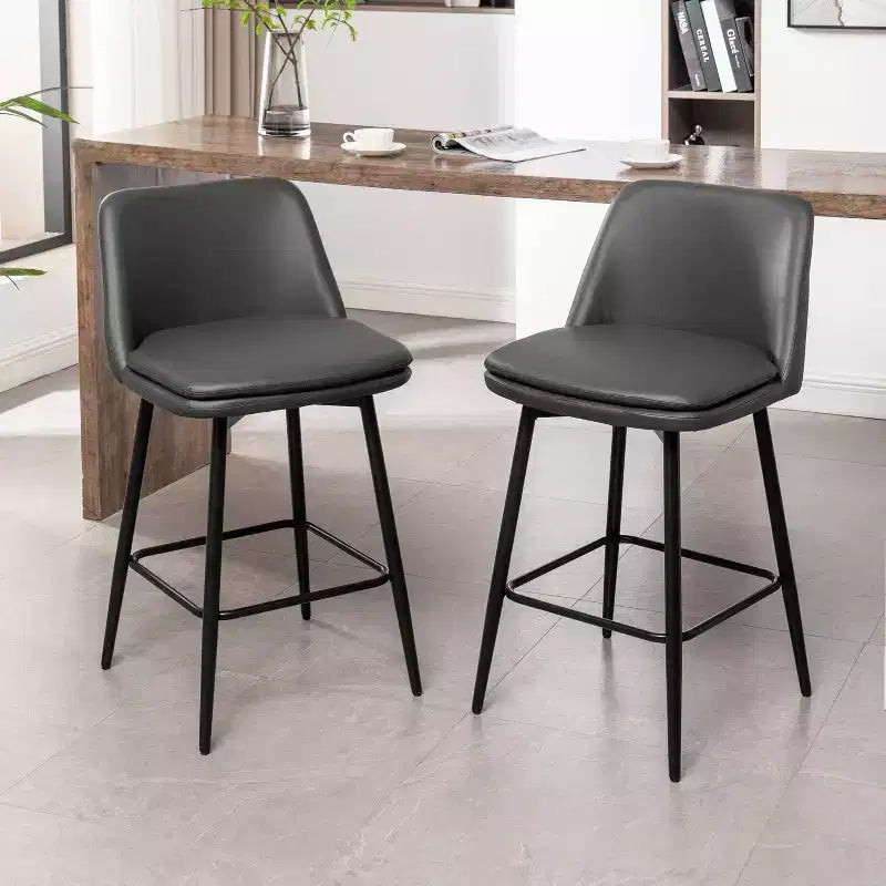 Counter Height Swivel Bar Stool, Linen & Matte Black