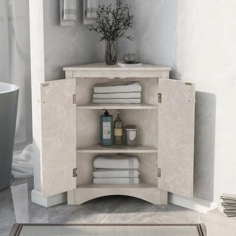 Triangle Bathroom Storage Cabinet with Adjustable Shelves