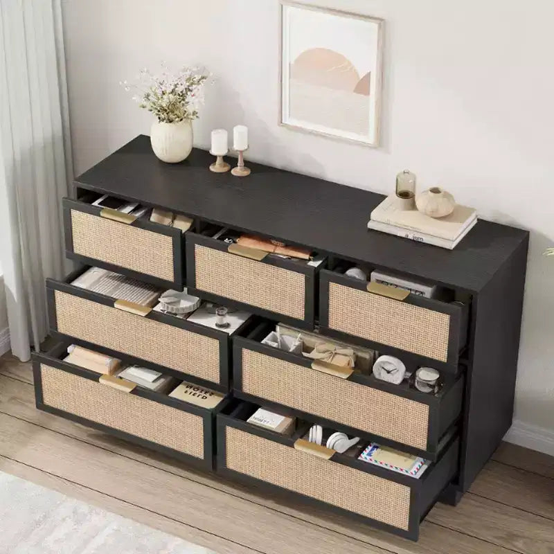 Rattan 7-Drawer Dresser - 55