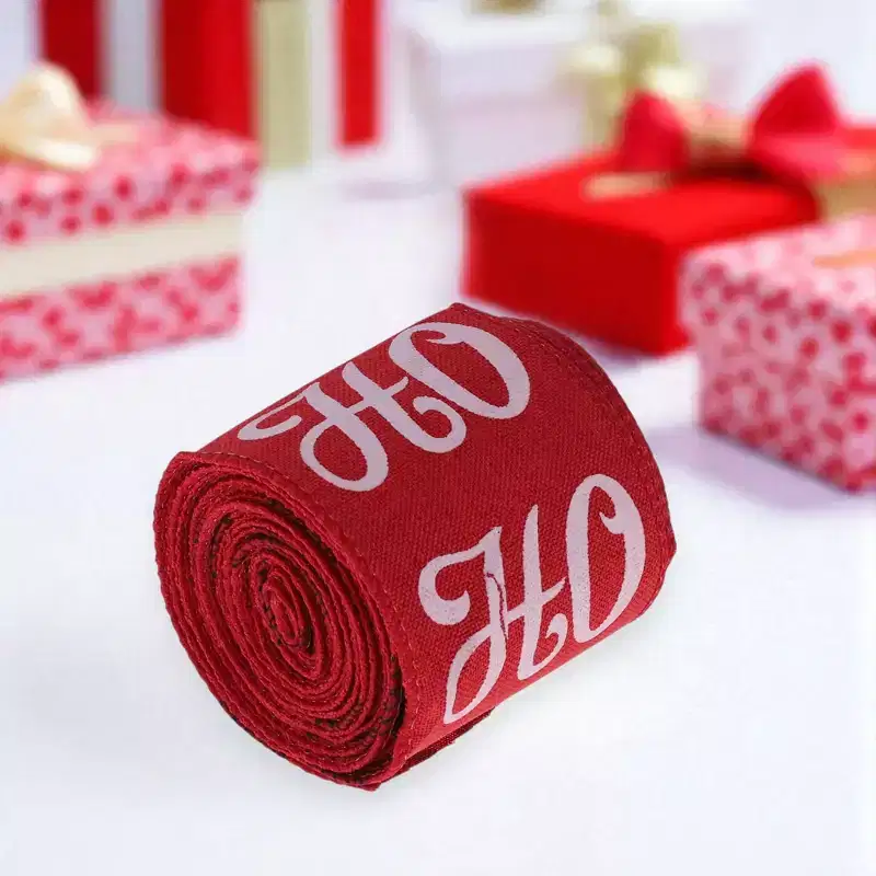Unique Bargains Gift Wrap Ribbons Printed Christmas Polyester 118.11x2.56 1 Pc