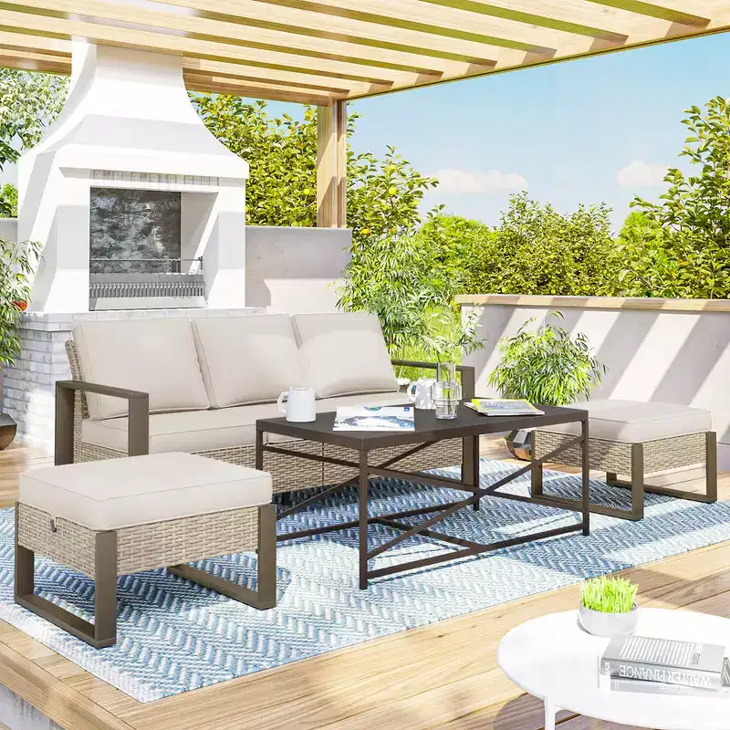 UPTIOT 4-Piece Outdoor Patio Conversation Set
