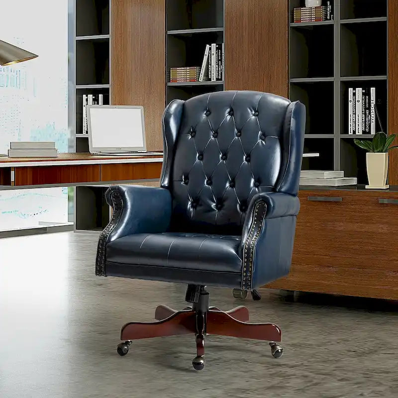 Modern swivel executive chair with tufted backrest