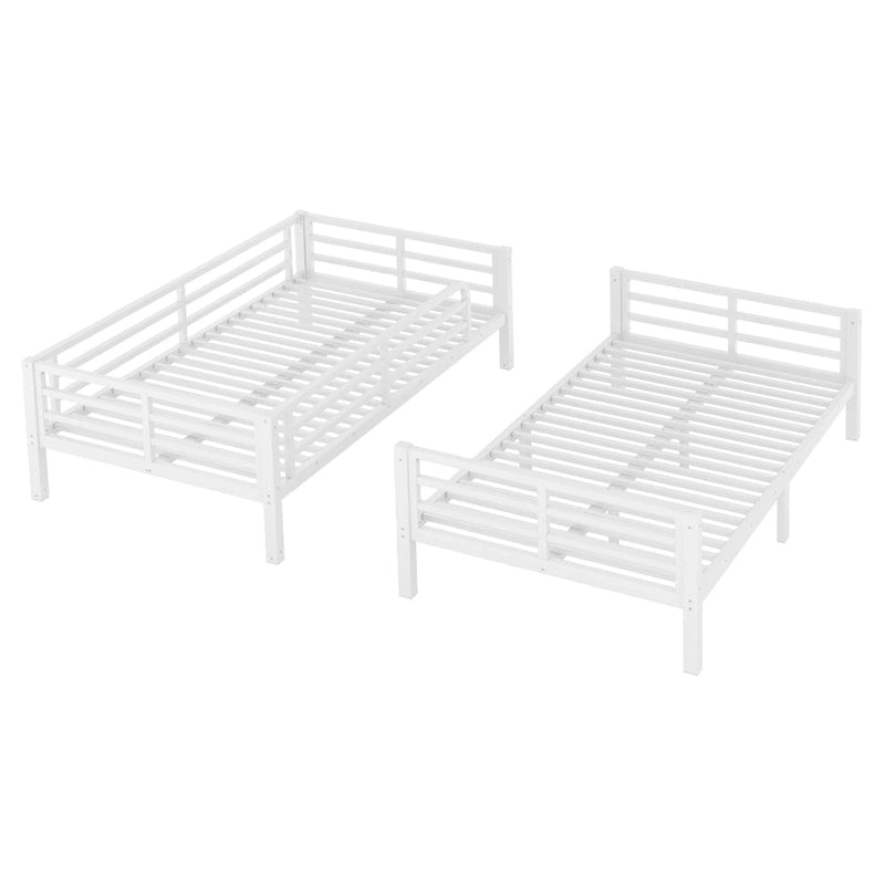 Metal Twin XL over Twin XL Bunk Bed for Teens and Adults �C Space-Saving, Noise Reduced, No Box Spring Needed, White