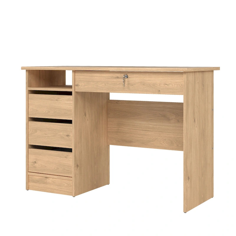 Home Office Writing Desk with 4 Drawers and Open Shelf