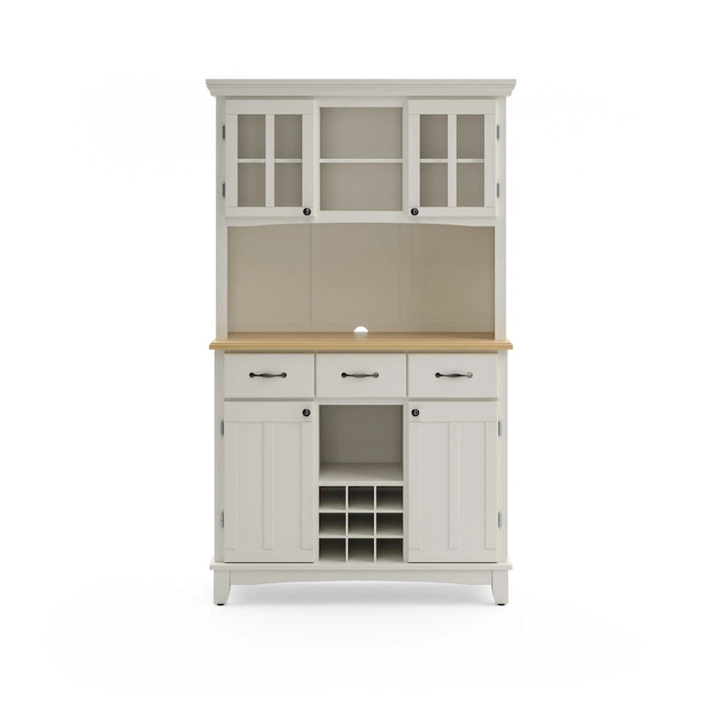 Off-White Server with Hutch & Wood Top