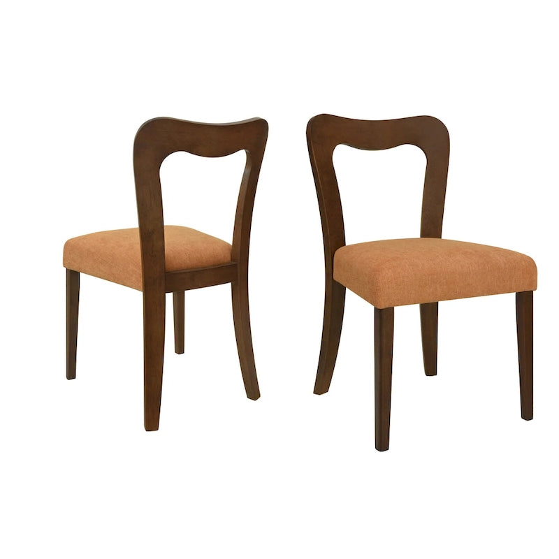 Modern Upholstered Dining Chair Set of 2 with Open-Back Design