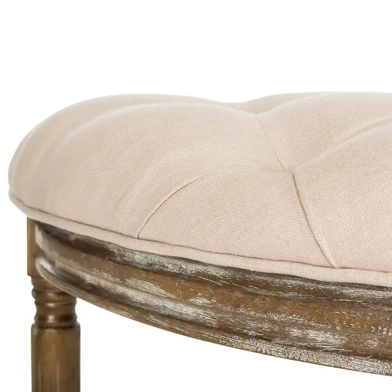 Rustic Semi-Circle Upholstered Bench with Wood Legs