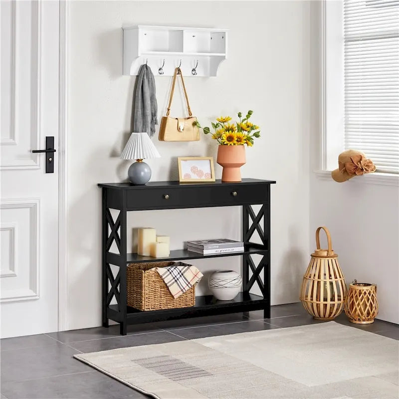 Console Table with 1 Drawer and 2 Open Shelves