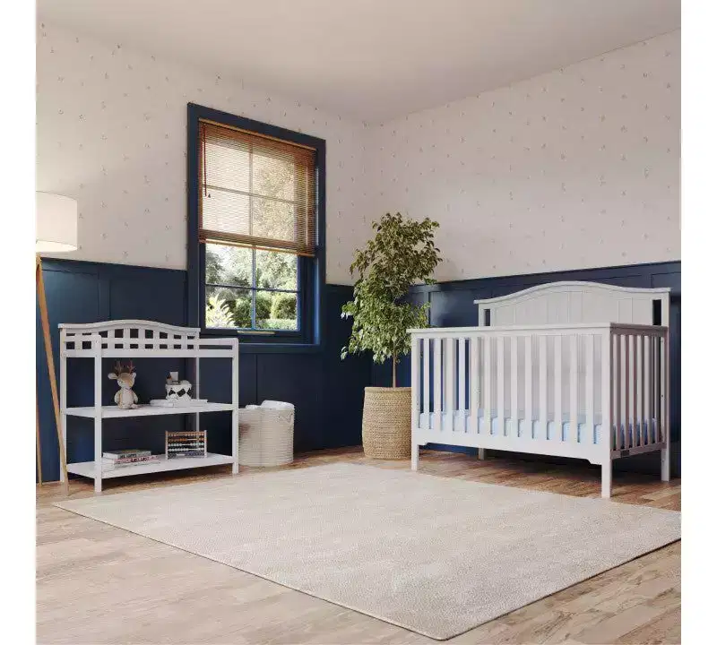 Child Craft Hampton Arch Top Crib and Changing Table Nursery Set, 2-Piece, Includes 4-in-1 Convertible Crib and Changing Table