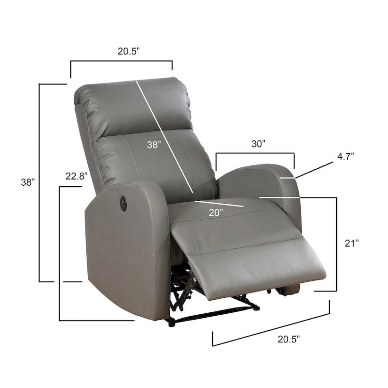 Modern Faux Leather Small Powered Reading Recliner