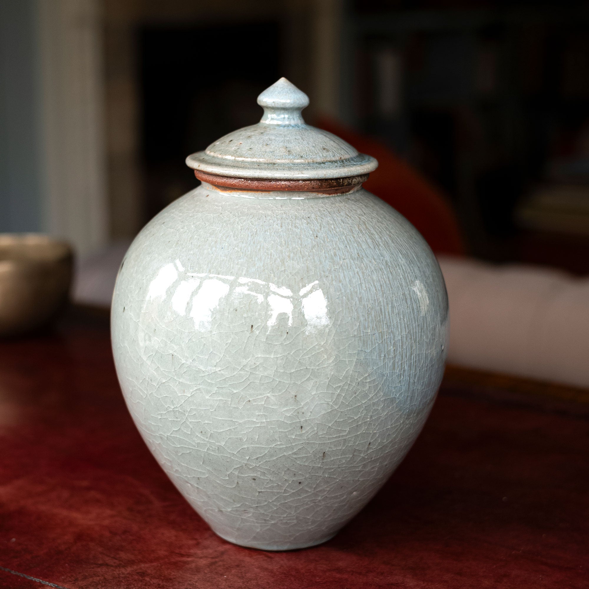 Celadon Large Round Lidded Jar