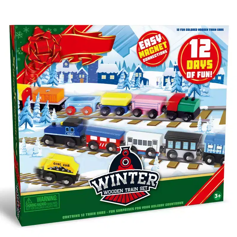 Joyfy 2025 Christmas Advent Calendar  12 Days of Magnetic Wooden Train Cars All Aboard the Holiday Countdown Express!