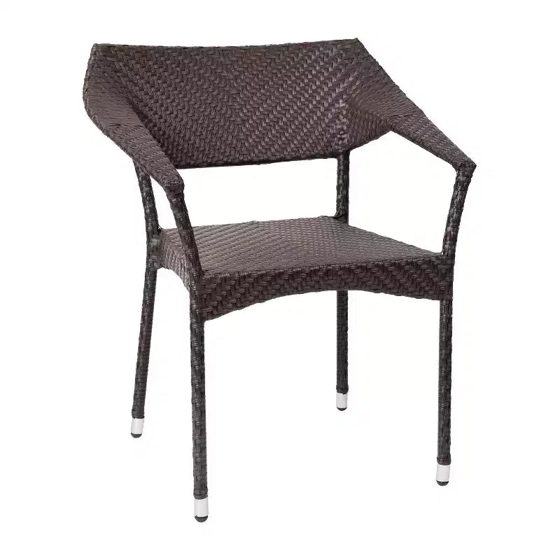 Merrick Lane Fade and Weather Resistant Modern PE Rattan Patio Dining Chair with Reinforced Steel Frame