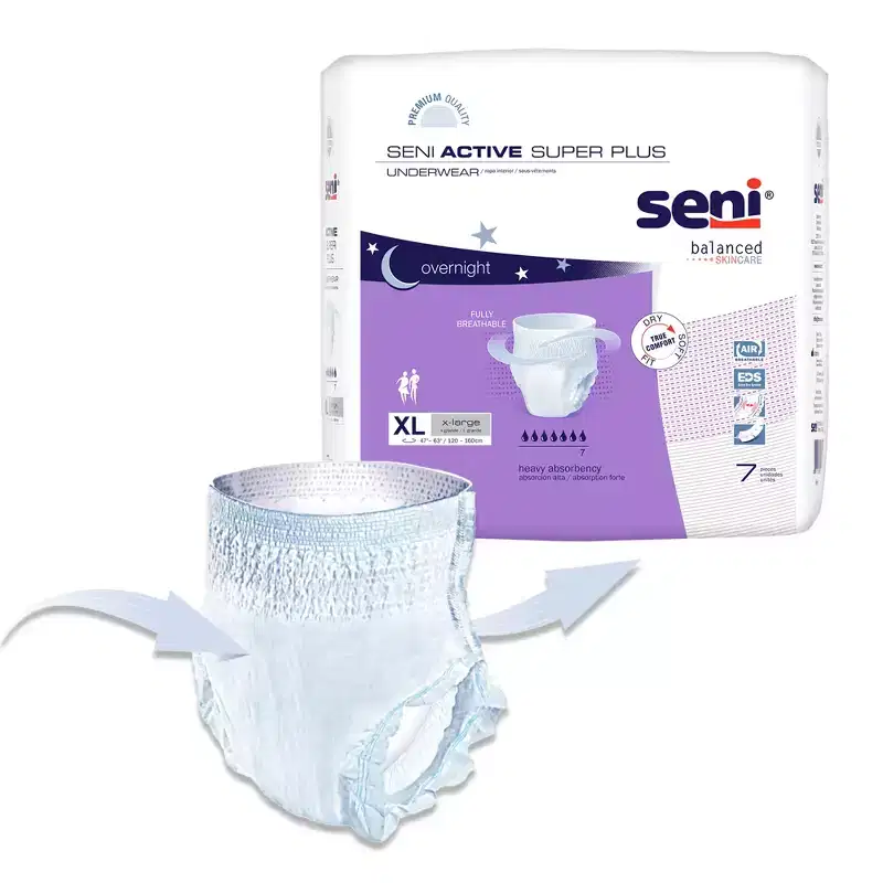 Seni Active Super Plus Disposable Underwear Pull On with Tear Away Seams X-Large, S-XL07-AP1, Heavy