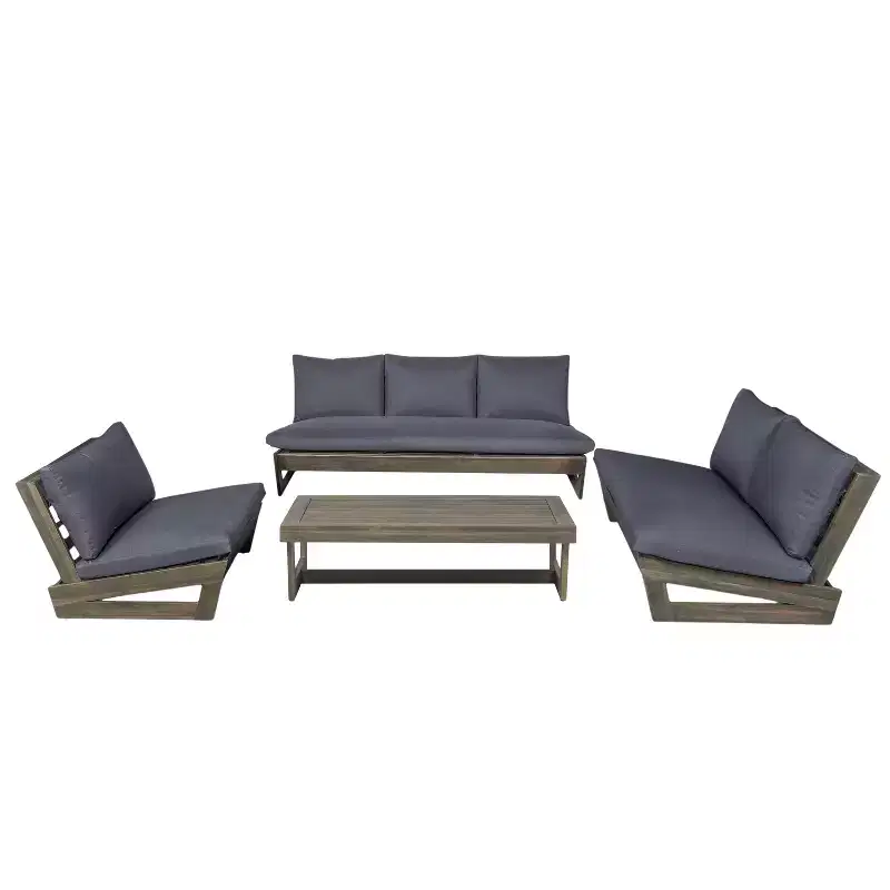 Christopher Knight Home Uland Outdoor Slat Design Acacia Wood 7 Seater Seating Set with Cushions