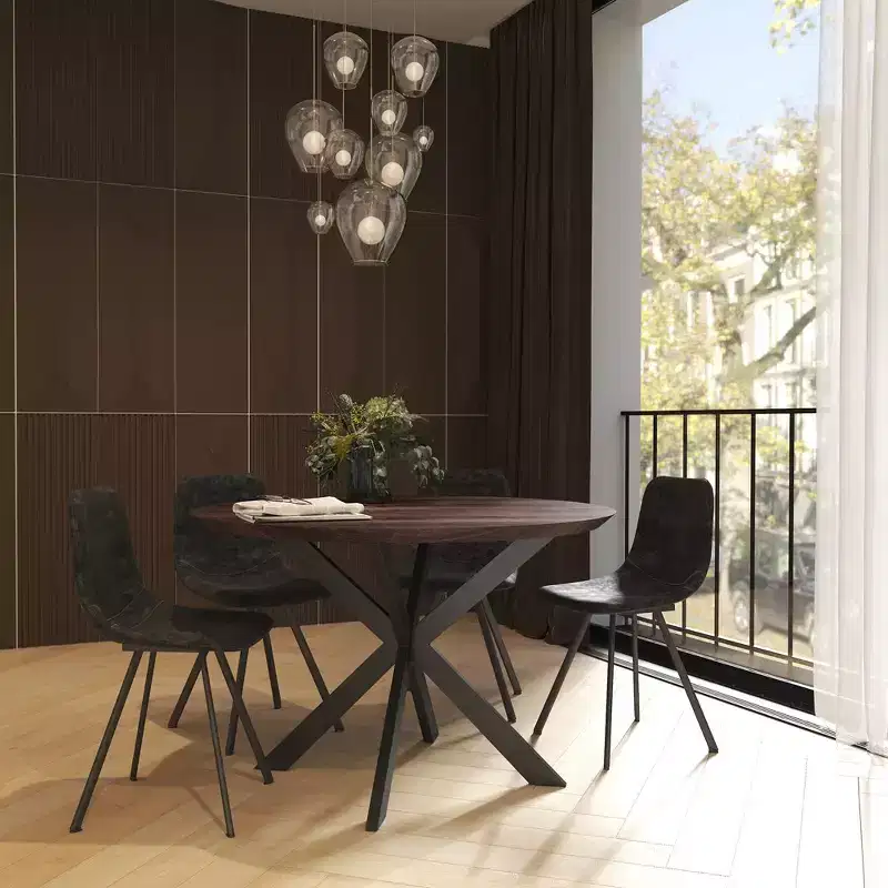 LeisureMod Markley Modern Leather Dining Chair Set of 4 with Metal Legs, Upholstered Seat, Sleek Design for Kitchen, Dining Room, Office, or Lounge