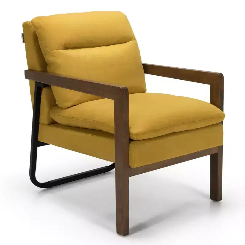 Modern Upholstered Accent Armchair with Rubber Wood Legs
