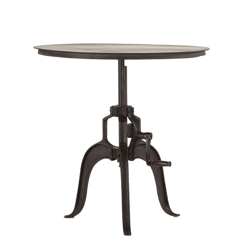 Reclaimed Metal Large Adjustable Crank Side Table by World Interiors