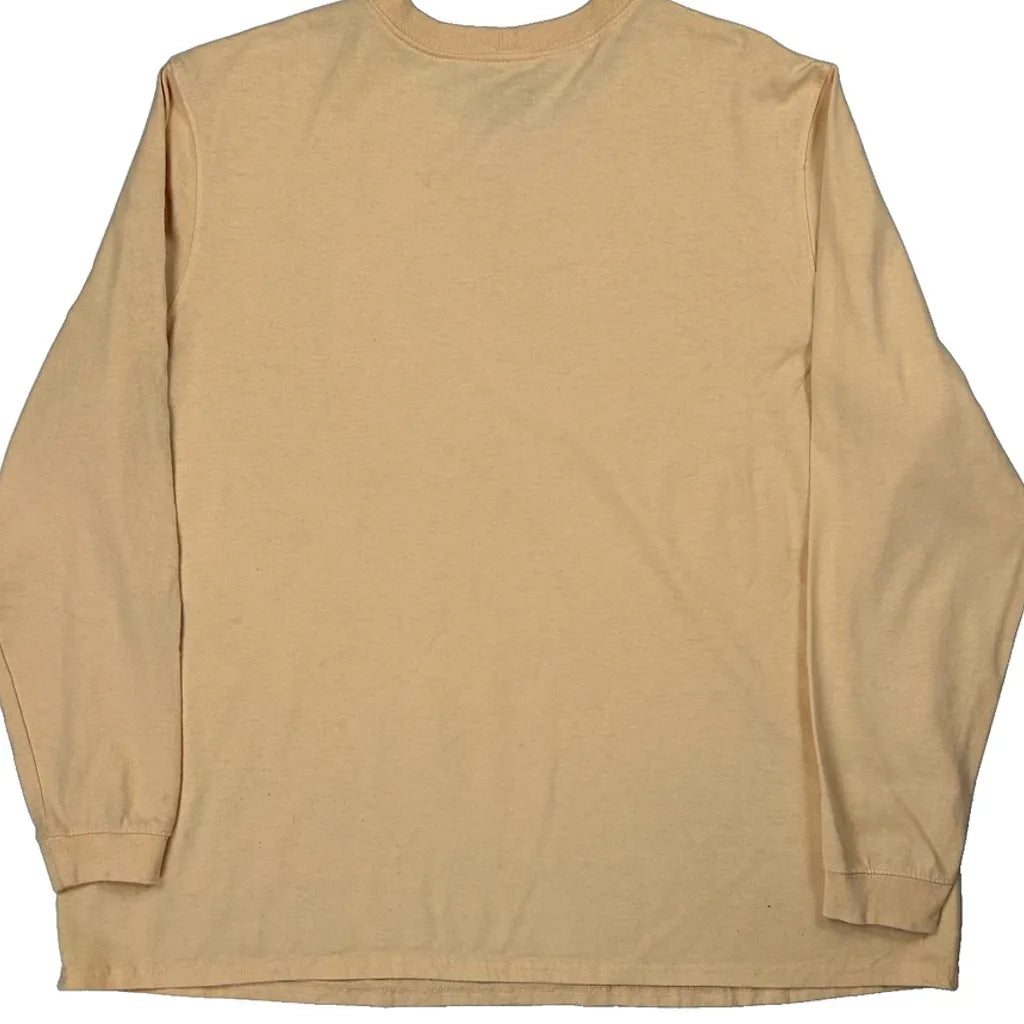 Women's Long Sleeve Crew Neck T-Shirt 2XL Beige Cotton Regular Fit