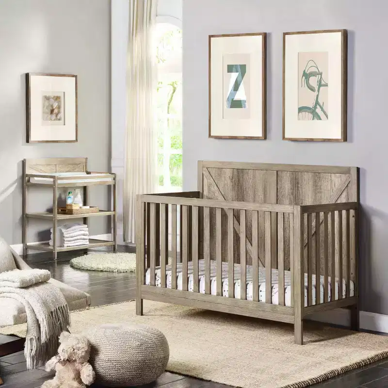 Baby Changing Table with Safety Rails, Coordinates with Baby Crib, Safe & Timeless - Chestnut