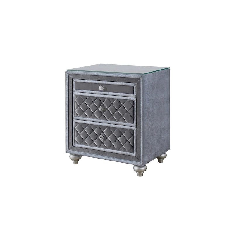 Glam 3-Drawer Nightstand Velvet