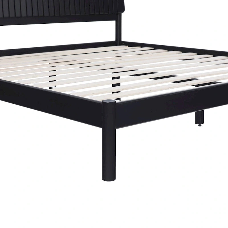 Slatted Headboard Modern King Platform Bed Frame - Wood Slat Support, No Box Spring Needed