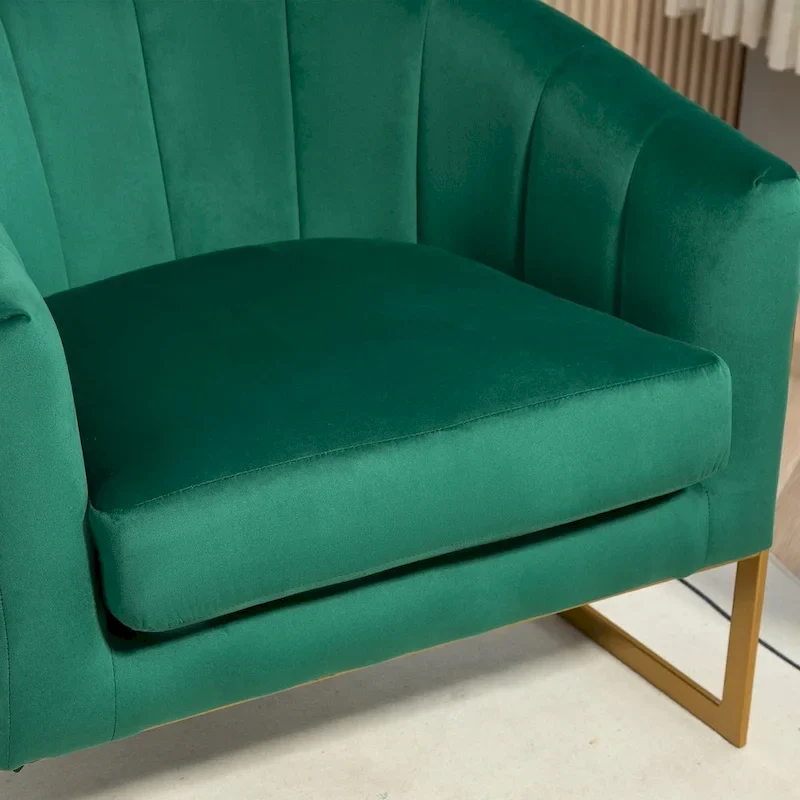 Velvet Accent Armchair with Gold Metal Frame