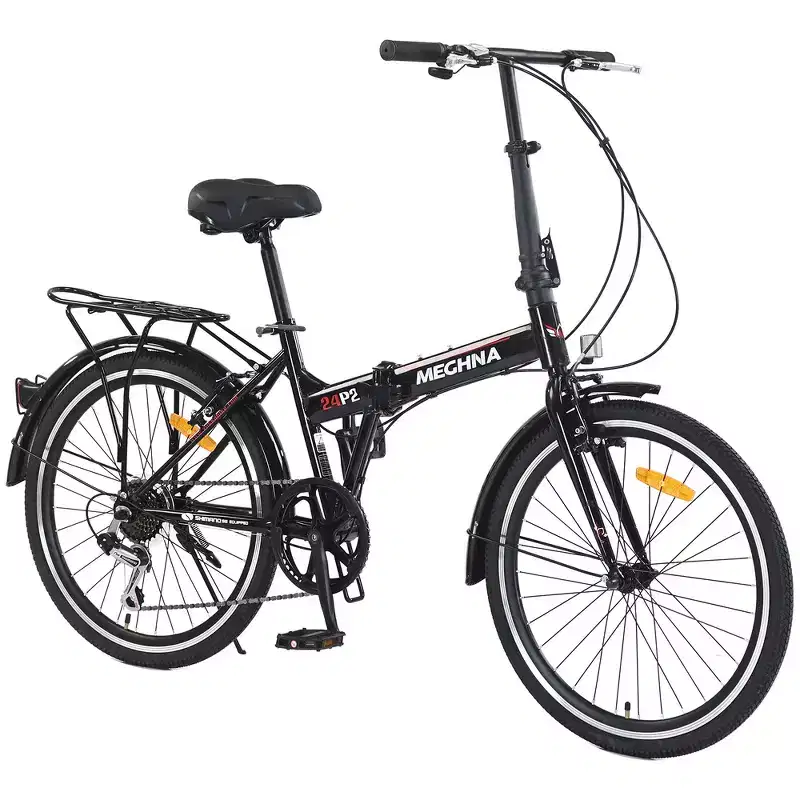 Whisen 24 Folding City Bike, Adult Bicycles with Shimano 7-Speed, Steel Frame