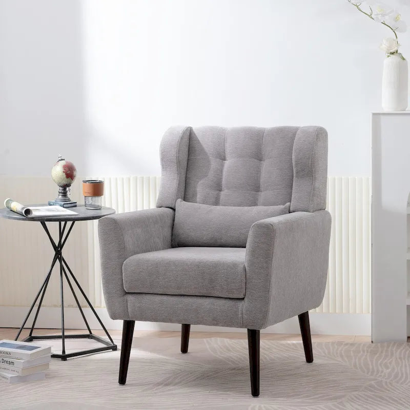 Mid-Century Modern Accent Chair with Waist Cushion