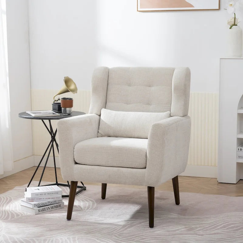 Mid-Century Modern Accent Chair with Waist Cushion