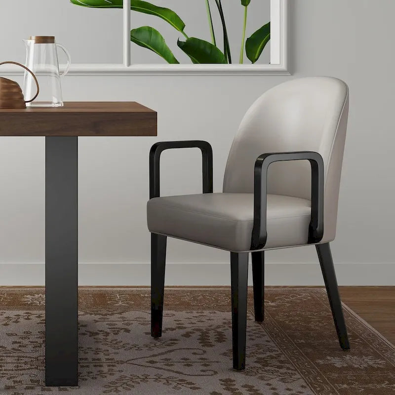 Modern Leatherette and Velvet Upholstered Dining Arm Chair