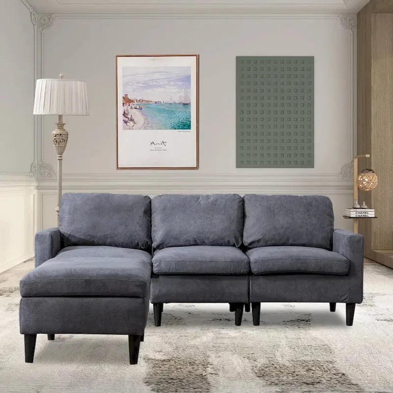 Convertible Sofa Couch with Cushioned Seat and Wooden Legs