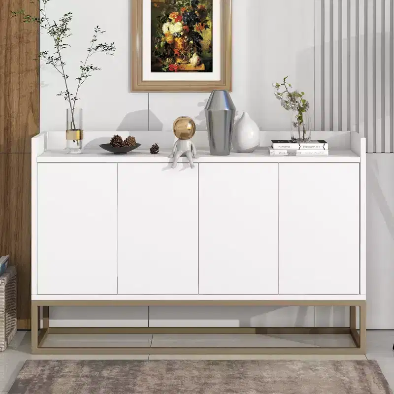 Elegant Sideboard Buffet Cabinet with 4 Doors & 4 Shelves, Storage for Living Room & Dining Room