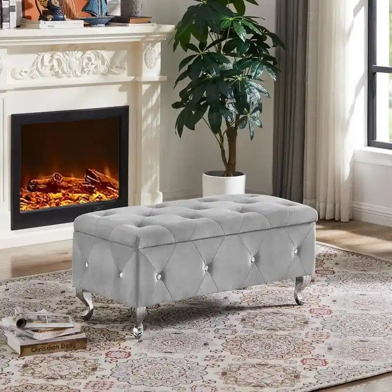 Storage Bench, Flip Top Entryway Bench Seat with Safety Hinge, Storage Chest with Padded Seat