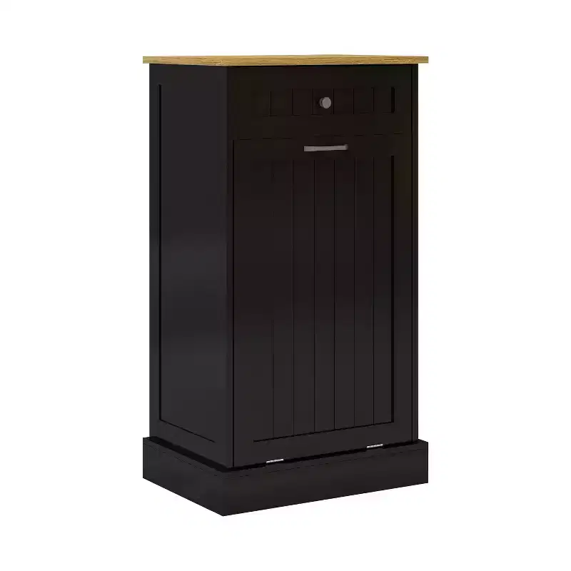 AndMakers 19.68 in. W x 13.77 in. D x 35.62 in. H Ready to Assemble Trash Can Kitchen Cabinet