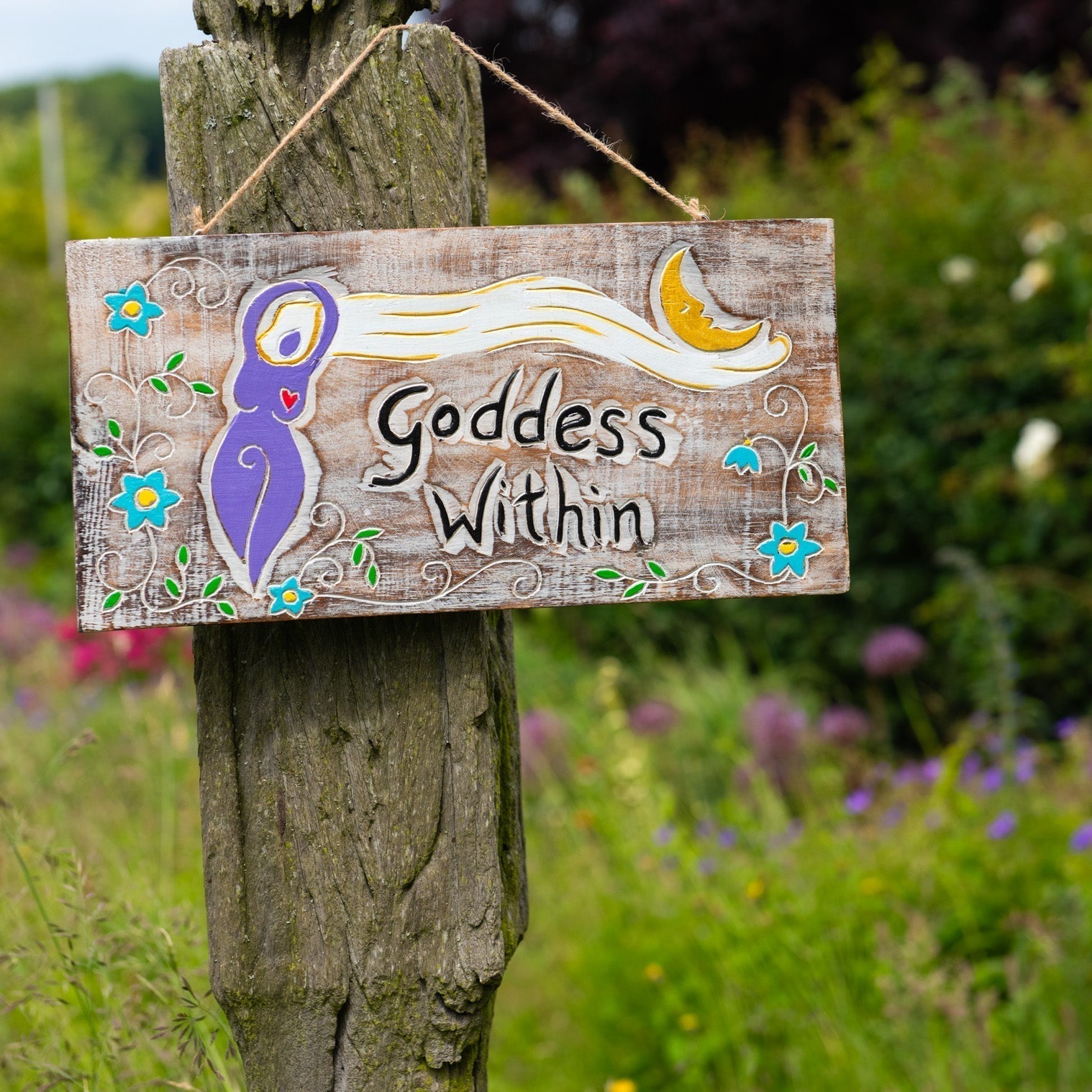 Goddess Within, Carved Wood Hanging Plaque