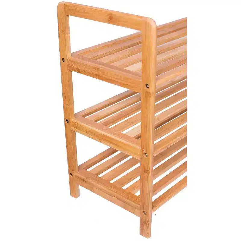 BirdRock Home 3-Tier Free Standing Bamboo Shoe Rack with Handles