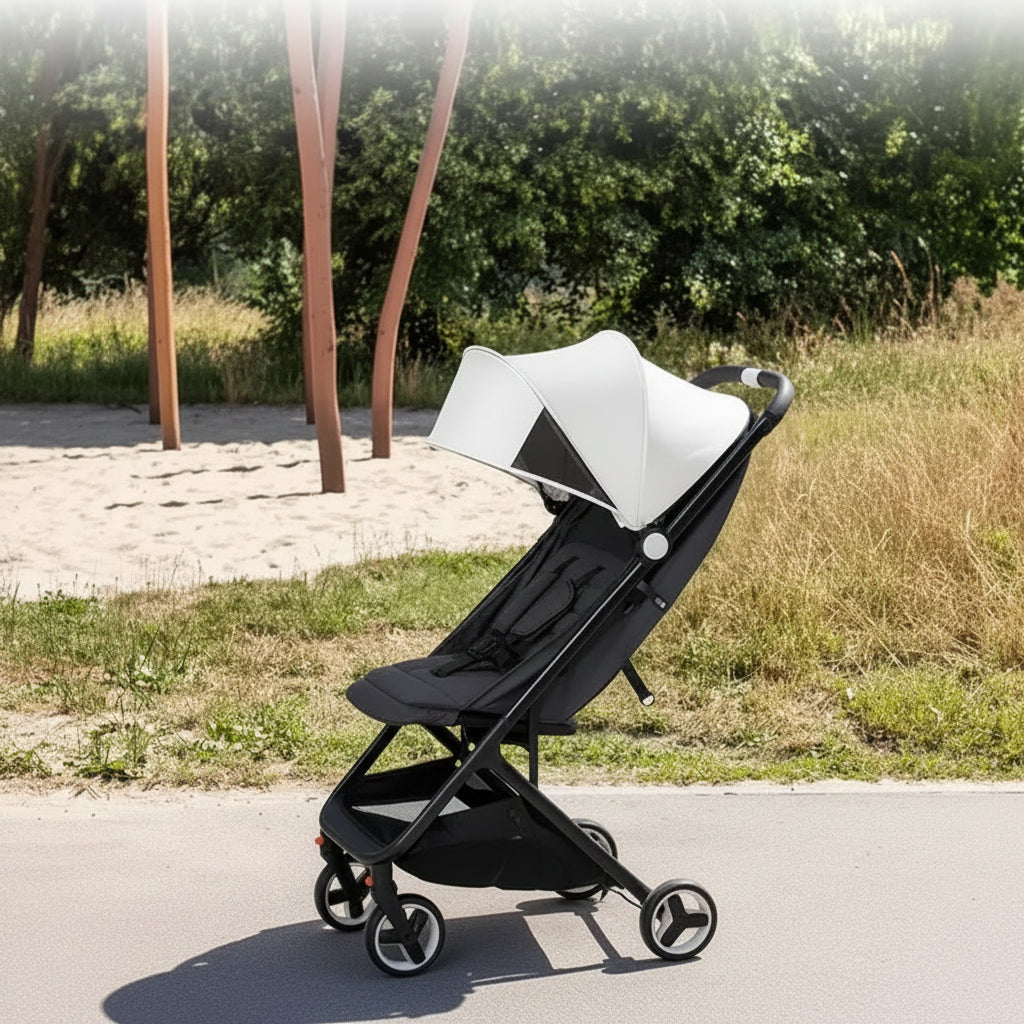 Compact Triple-Fold Baby Stroller with Canopy