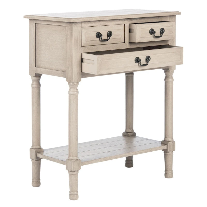 3-Drawer Console Table with Open Bottom Shelf