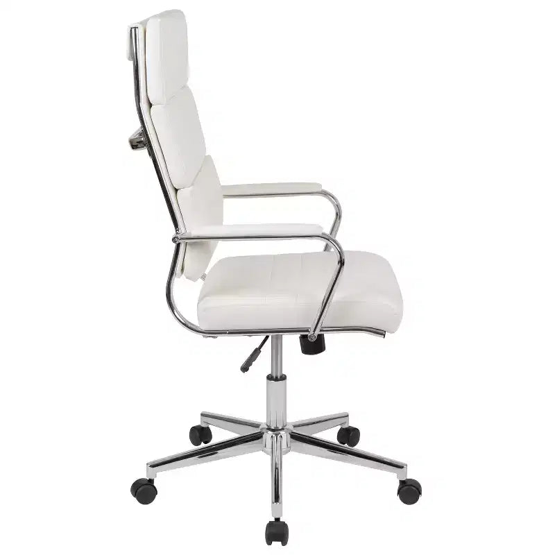 High Panel-Back Ergonomic Executive Office Chair with Padded Metal Arms, 360�� Swivel