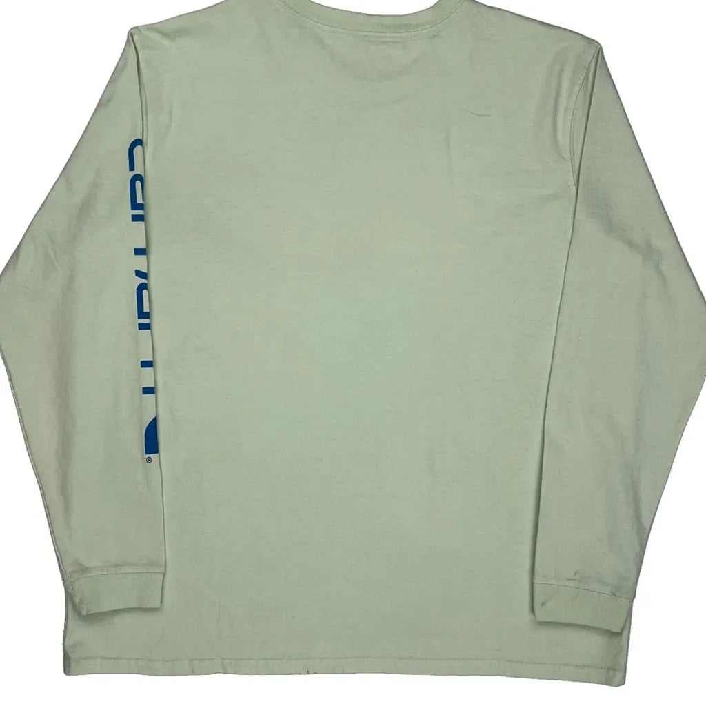 Long Sleeve T-Shirt Women XL Green Cotton Crew Neck Casual Top
