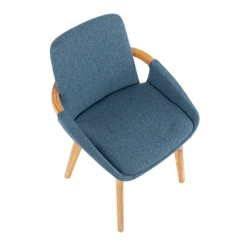 Mid-Century Upholstered Dining Chair with Natural Wood Arms and Legs