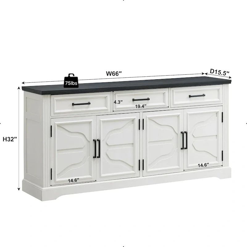 Farmhouse Buffet Sideboard Cabinet,Coffee Bar Wine Bar for Dining Room - N/A