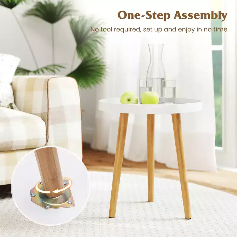 Costway Round Side Table Sofa Coffee End Accent Table Nightstand Home Furniture