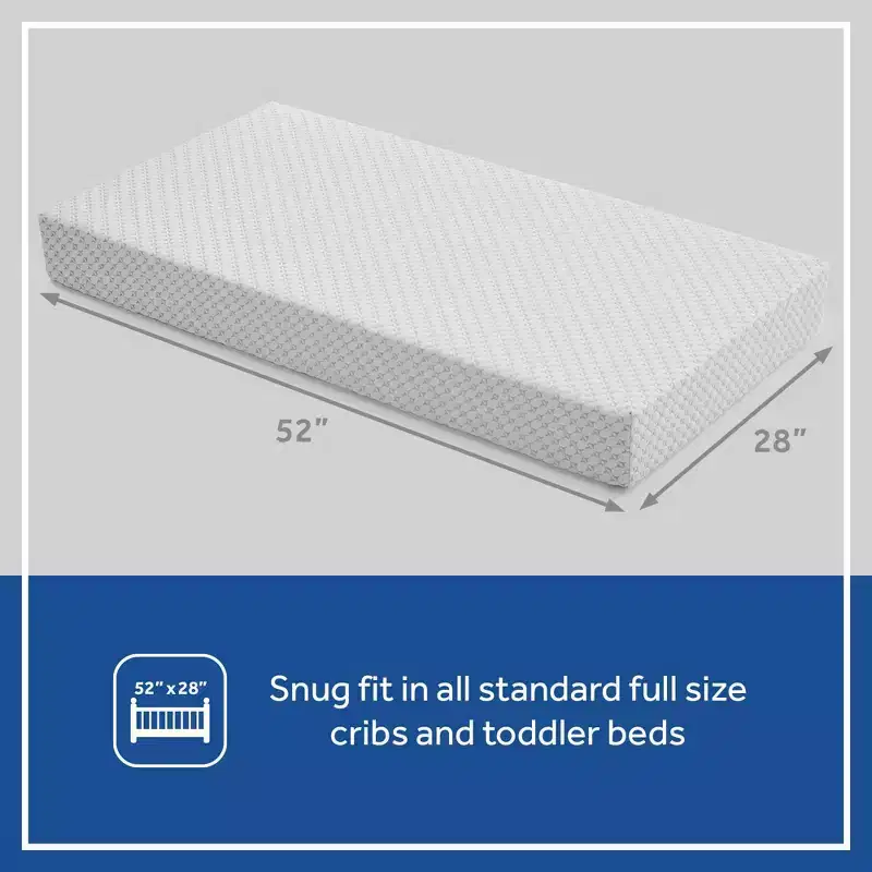 Sealy Refresh Breathable Knit Crib 6 Foam Mattress - White: Firm Side/Soft Side, Hypoallergenic, Waterproof Cover